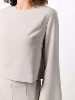 12 STOREEZ GREY BEIGE Blouse Crop à Manches évasées Femme -12 STOREEZ Soldes Magasin 16918765 34020727 600