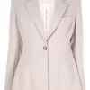 12 STOREEZ GREY BEIGE Blazer Cintré à Simple Boutonnage Femme