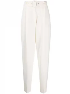 12 STOREEZ IVORY Pantalon à Taille Ceinturée Femme