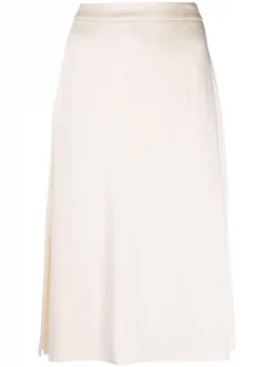 12 STOREEZ Jupe Mi-longue à Fente IVORY