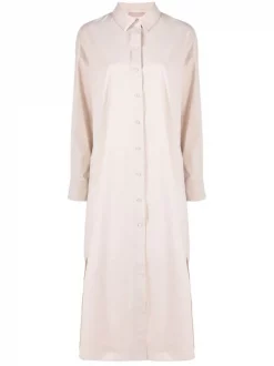 12 STOREEZ Robe-chemise Mi-longue à Design Plissé Femme