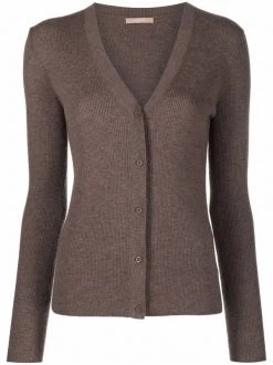 12 STOREEZ Cardigan En Maille Nervuré COFFEE