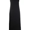 12 STOREEZ Robe Longue à Encolure Arrondie BLACK