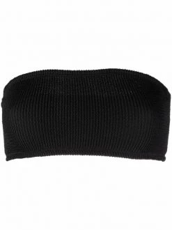 12 STOREEZ BLACK Haut De Bikini Bandeau à Design Texturé Femme