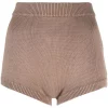 12 STOREEZ LIGHT COFFEE Short En Maille à Taille Haute Femme