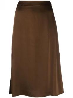 12 STOREEZ Jupe Mi-longue à Fente KHAKI