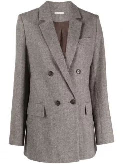 12 STOREEZ Blazer à Boutonnière Croisée BROWN