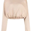 12 STOREEZ DARK NUDE Sweat Crop à Lien De Resserrage Femme