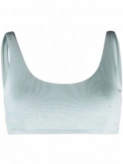 12 STOREEZ GREY GREEN Haut De Bikini à Effet Métallisé Femme