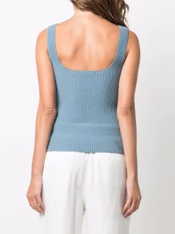 12 STOREEZ Débardeur En Maille Nervurée BLUE -12 STOREEZ Soldes Magasin 17060213 34709290 600