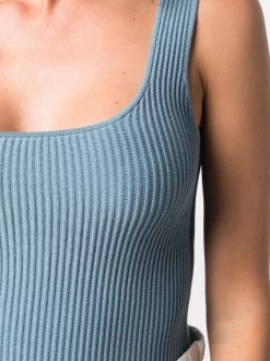 12 STOREEZ Débardeur En Maille Nervurée BLUE -12 STOREEZ Soldes Magasin 17060213 34709295 600