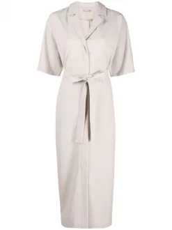 12 STOREEZ PEARL GREY Robe Ample à Taille Nouée Femme