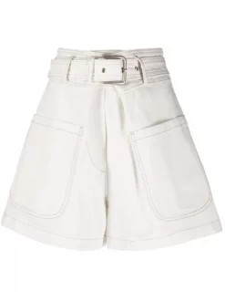 12 STOREEZ IVORY Short à Taille Haute Ceinturée Femme