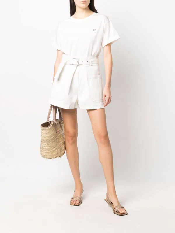 12 STOREEZ IVORY Short à Taille Haute Ceinturée Femme 2 12 STOREEZ IVORY Short à Taille Haute Ceinturée Femme – Image 2