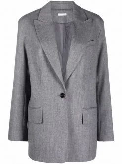 12 STOREEZ GREY Blazer Oversize à Simple Boutonnage Femme