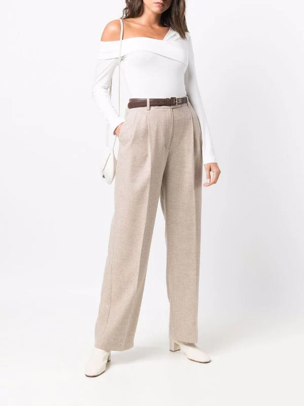 12 STOREEZ BEIGE Pantalon Droit à Taille Haute Femme 2 12 STOREEZ BEIGE Pantalon Droit à Taille Haute Femme – Image 2