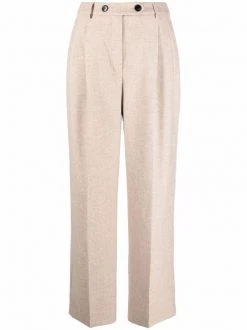 12 STOREEZ BEIGE Pantalon Droit Ă Taille Haute Femme