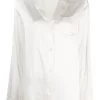 12 STOREEZ Chemise En Soie à Poches Poitrine IVORY