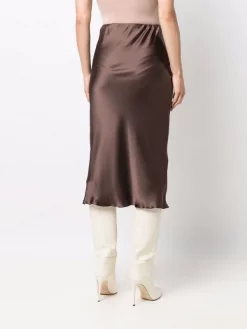 12 STOREEZ CHOCOLATE BROWN Jupe Mi-longue En Soie Femme -12 STOREEZ Soldes Magasin 17170488 35792219 600
