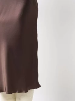 12 STOREEZ CHOCOLATE BROWN Jupe Mi-longue En Soie Femme -12 STOREEZ Soldes Magasin 17170488 35793380 600