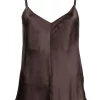 12 STOREEZ CHOCOLATE BROWN Caraco à Fines Bretelles Femme