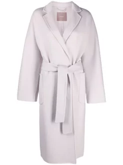 12 STOREEZ Manteau En Laine Mélangée à Taille Nouée Femme