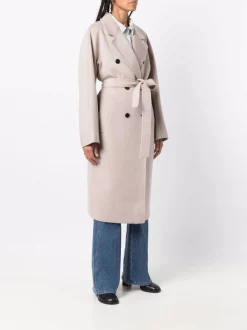 12 STOREEZ Manteau Croisé à Taille Ceinturée COFFEE WITH MILK -12 STOREEZ Soldes Magasin 17208320 35396163 600