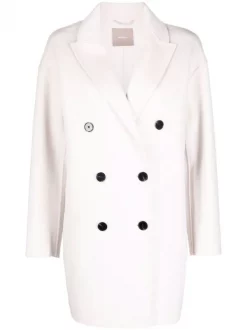12 STOREEZ Manteau Ample à Boutonnière Croisée PEARL WHITE