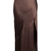 ( Nouvelle Collection ) 12 STOREEZ COFFEE Jupe En Soie à Fente Femme