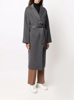 12 STOREEZ DARK GREY MELANGE Manteau à Taille Ceinturée Femme -12 STOREEZ Soldes Magasin 17209314 35389256 600