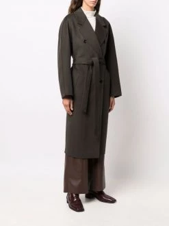 12 STOREEZ DARK KHAKI Manteau Croisé à Taille Ceinturée Femme -12 STOREEZ Soldes Magasin 17209317 35388988 600