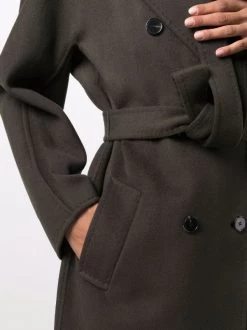 12 STOREEZ DARK KHAKI Manteau Croisé à Taille Ceinturée Femme -12 STOREEZ Soldes Magasin 17209317 35390031 600