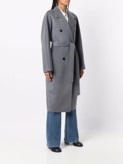 12 STOREEZ Manteau Croisé à Taille Ceinturée GREY MELANGE -12 STOREEZ Soldes Magasin 17209318 35397242 600