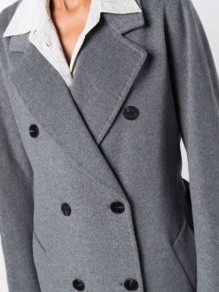 12 STOREEZ Manteau Croisé à Taille Ceinturée GREY MELANGE -12 STOREEZ Soldes Magasin 17209318 35397245 600