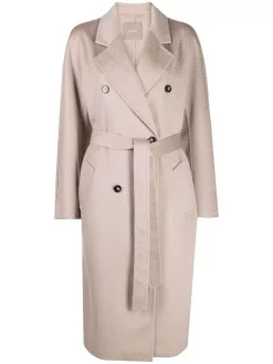 12 STOREEZ COFFEE WHIT MILK Manteau Croisé En Cachemire Femme