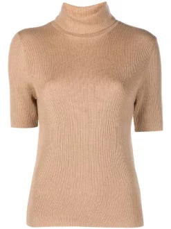 12 STOREEZ CAMEL Haut En Laine à Col Roulé Femme