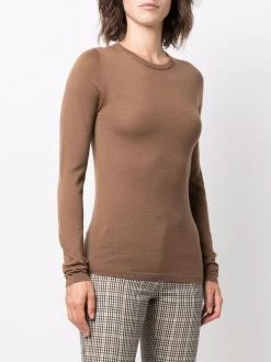 12 STOREEZ BROWN Haut En Maille Fine à Col Rond Femme -12 STOREEZ Soldes Magasin 17222761 35414639 600