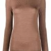 12 STOREEZ BROWN Haut En Maille Fine à Col Rond Femme