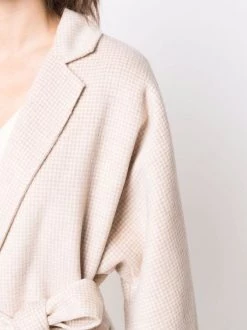 12 STOREEZ Manteau En Laine à Taille Ceinturée Beige Melange -12 STOREEZ Soldes Magasin 17222764 35408699 600