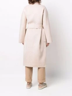 12 STOREEZ Manteau En Laine à Taille Ceinturée Beige Melange -12 STOREEZ Soldes Magasin 17222764 35410486 600