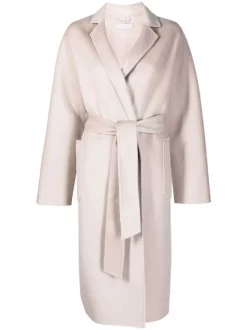 12 STOREEZ Manteau Mi-long à Taille Ceinturée GREY BEIGE