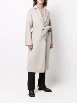 12 STOREEZ GREY BEIGE Manteau Mi-long à Taille Ceinturée Femme -12 STOREEZ Soldes Magasin 17222767 35413504 600