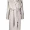 12 STOREEZ GREY BEIGE Manteau Mi-long à Taille Ceinturée Femme