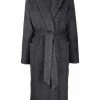 12 STOREEZ GREY Manteau Mi-long à Taille Ceinturée Femme