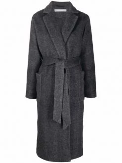 12 STOREEZ GREY Manteau Mi-long à Taille Ceinturée Femme