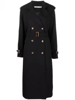 12 STOREEZ BLACK Trench à Taille Ceinturée Femme