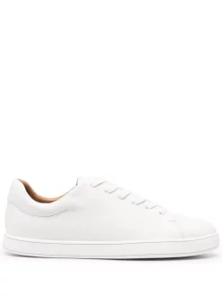 12 STOREEZ Baskets En Cuir à Lacets WHITE