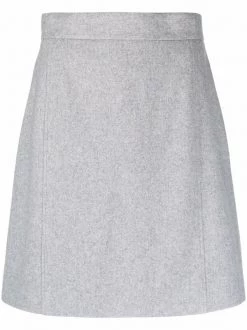 12 STOREEZ LIGHT GREY Jupe Taille-haute à Coutures Apparentes Femme
