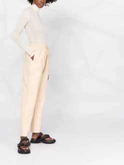 12 STOREEZ Pantalon En Cuir à Lien De Resserrage Cream White -12 STOREEZ Soldes Magasin 17262986 967a1f3e f274 4d6d 8c9f d26bd2a1c64b 600