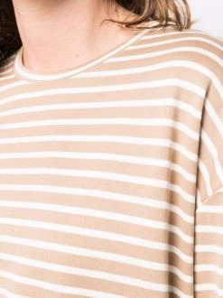 ( Nouvelle Collection ) 12 STOREEZ BEIGE STRIPE T-shirt Rayé à Manches Longues Femme -12 STOREEZ Soldes Magasin 17262996 37134020 600